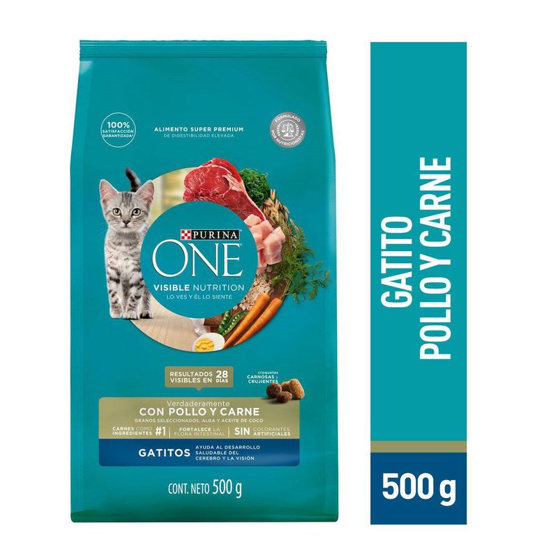 PURINA ONE - Comida para Gatos Purina One Pollo y Carne 500 g