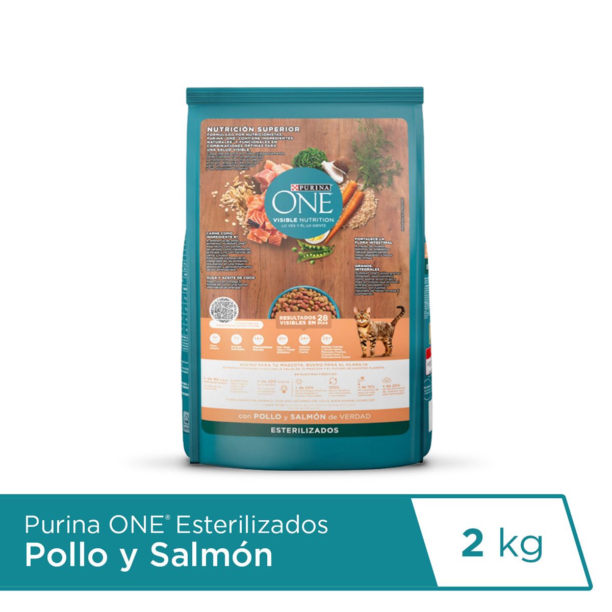 PURINA ONE - Alimento Seco Gatos Esterilizados Purina One Pollo Salmón Bolsa 2 Kg