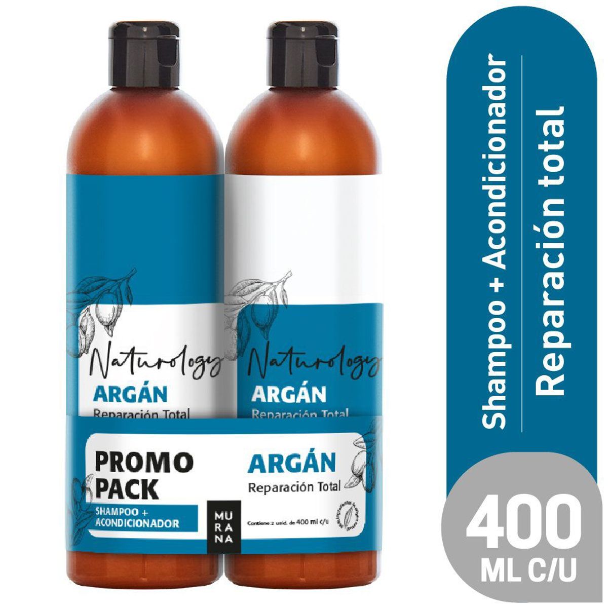 MURANA - Pack Murana Argán Shampoo 400 mL + Acondicionador 400 mL
