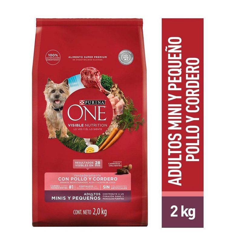 PURINA ONE - Comida para Perros Purina One Adultos Pequeños Sabor Pollo y Cordero 2 kg