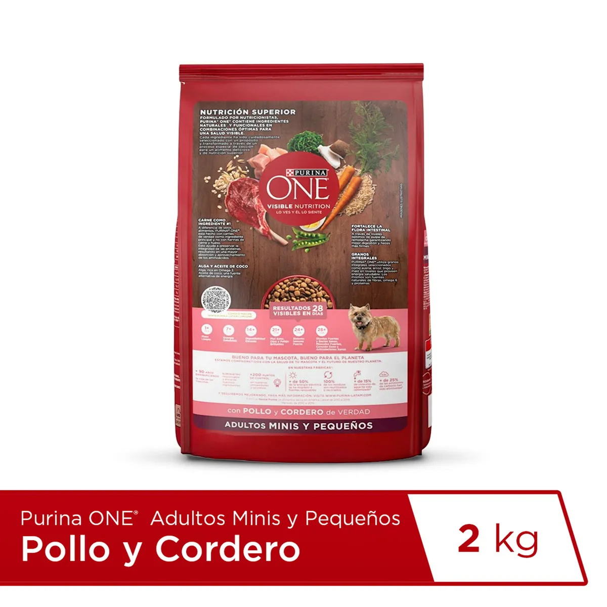PURINA ONE - Alimento Seco Perros Minis y Pequeños Purina One Pollo Cordero Bolsa 2 Kg