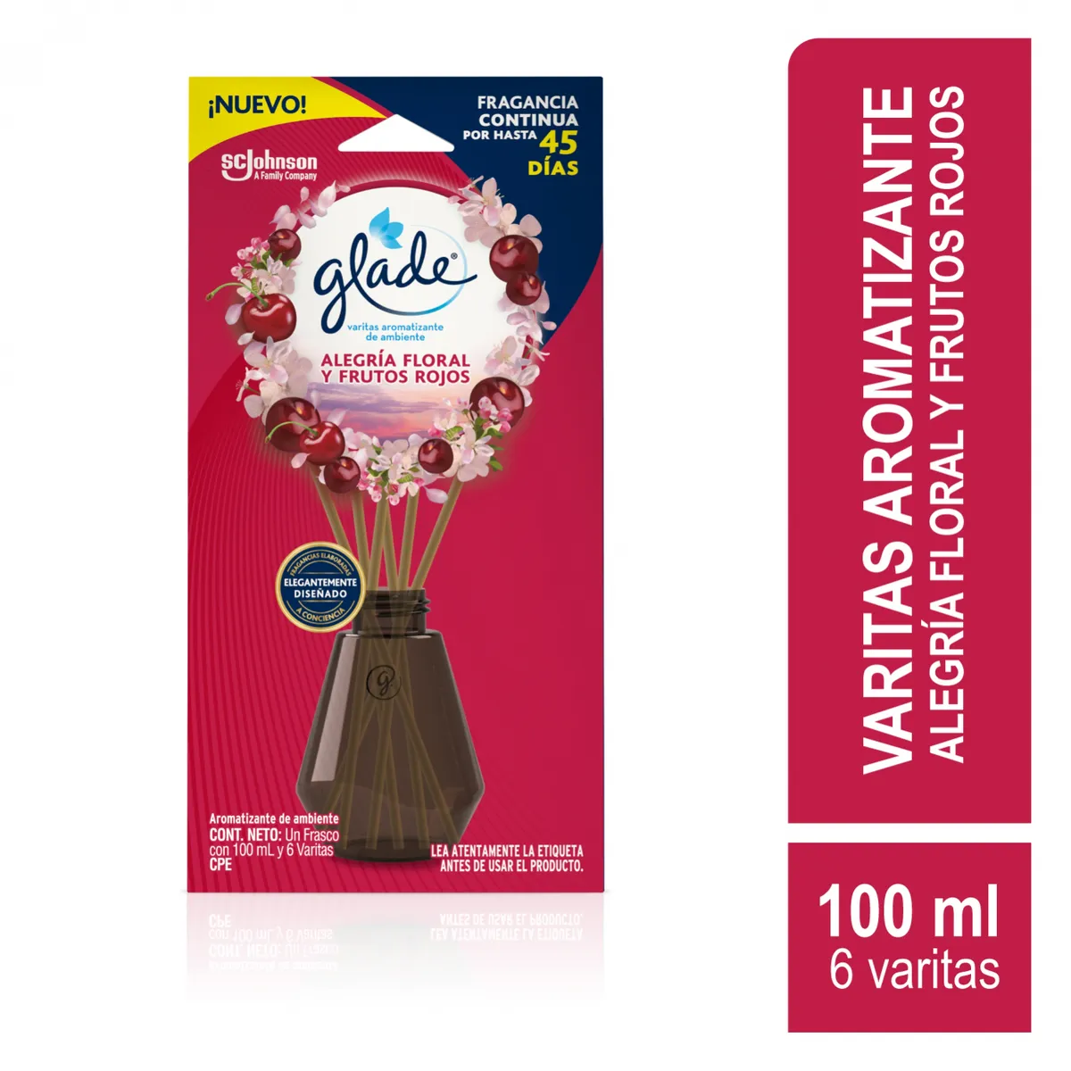 GLADE - Varitas Aromatizantes Glade Alegría Floral y Frutos Rojos Envase 100 mL