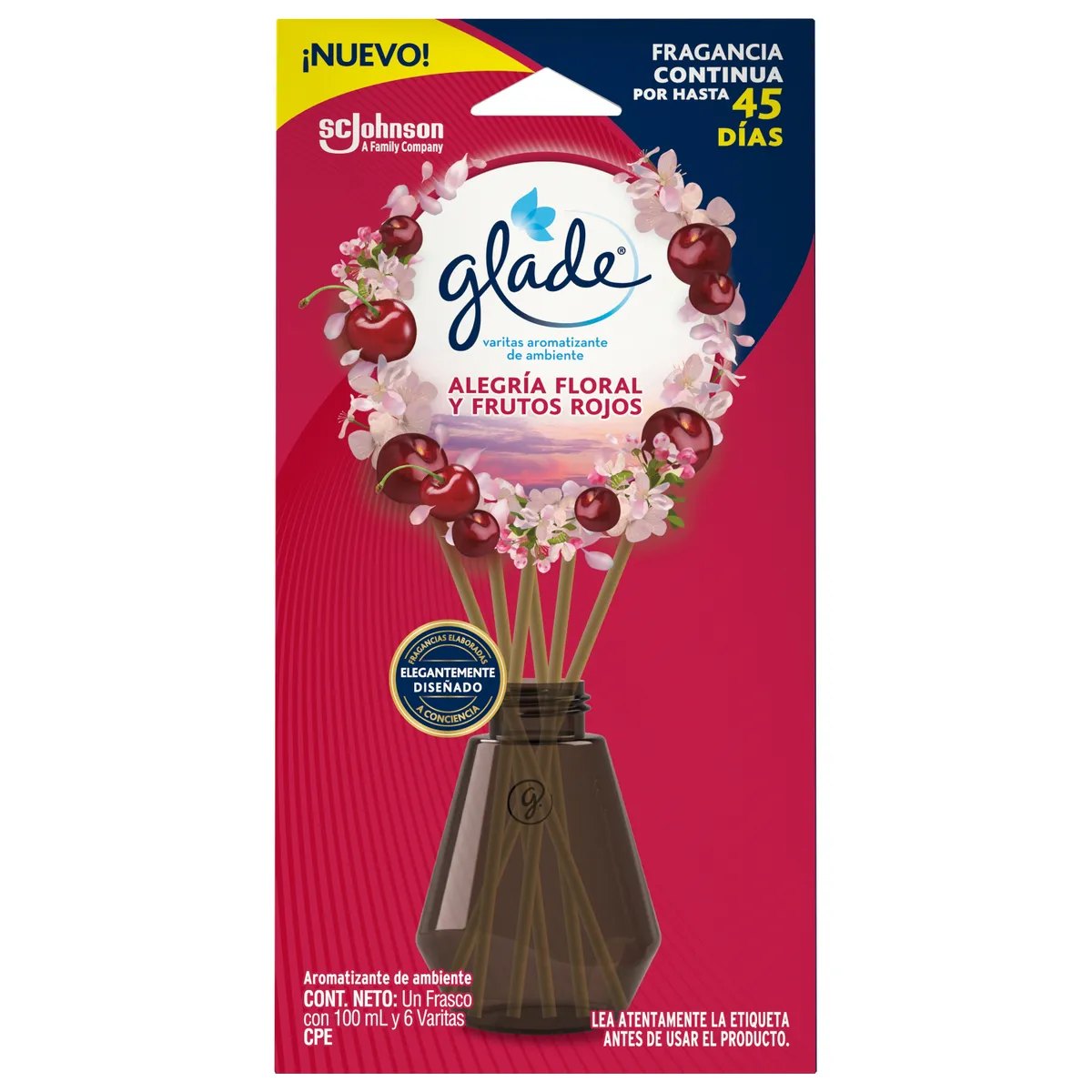 GLADE - Varitas Aromatizantes Glade Alegría Floral y Frutos Rojos Envase 100 mL