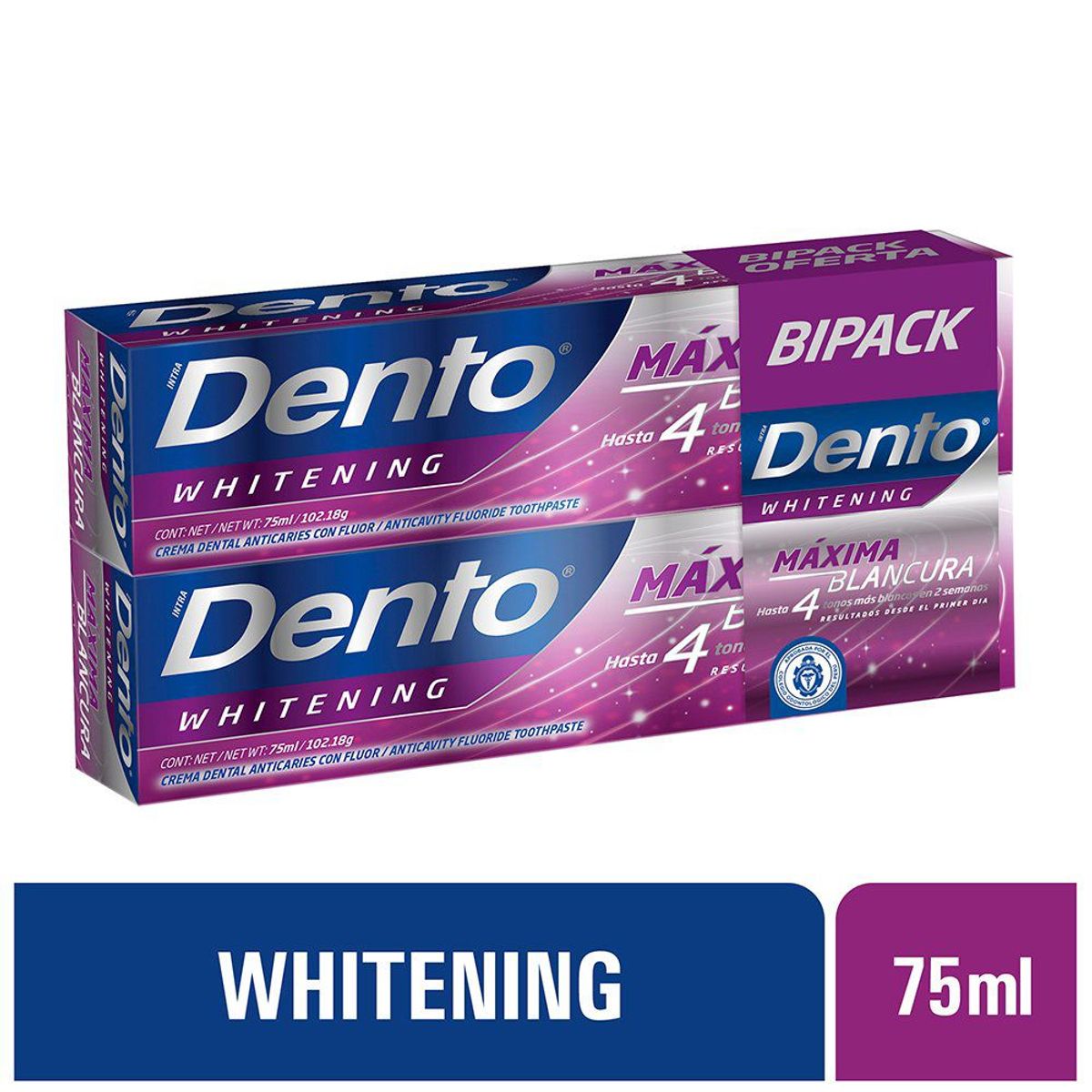 DENTO - Pasta Dental Dento Maxima Blancura Bipack Caja 75 mL