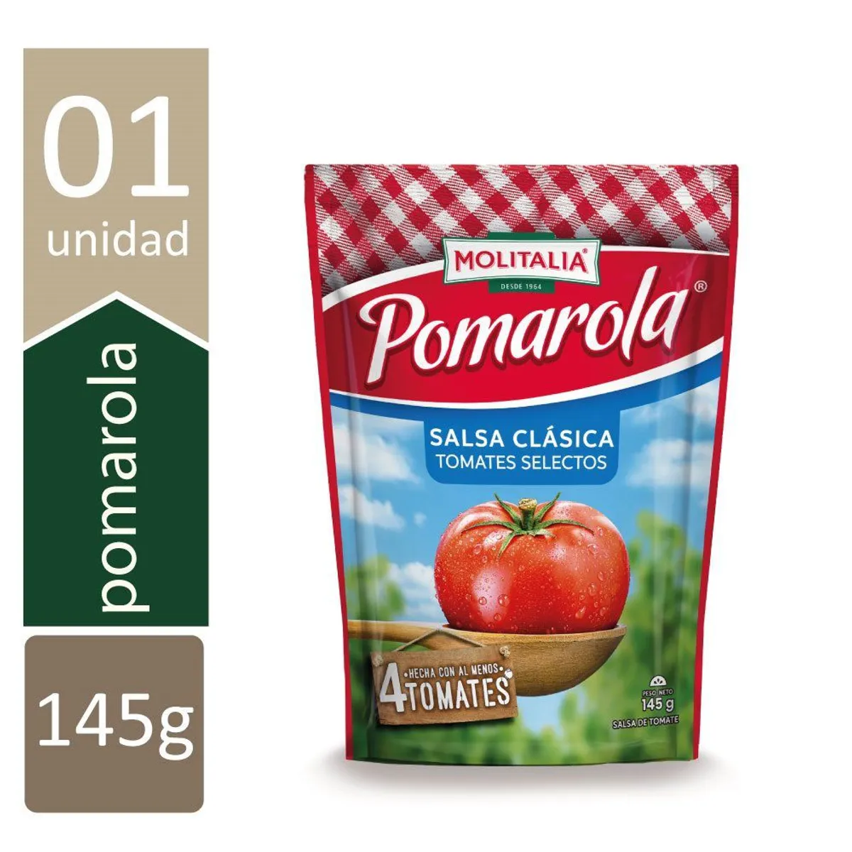 MOLITALIA - Salsa Tomate Pomarola Clasica Bolsa 145 g
