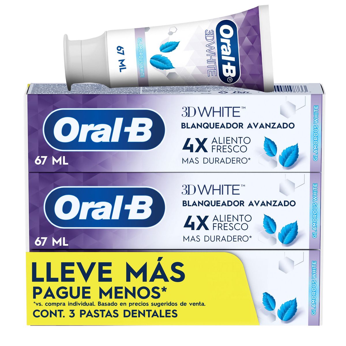 ORAL B - Crema Dental Oral B 3D White Glamorous Caja 3 Und