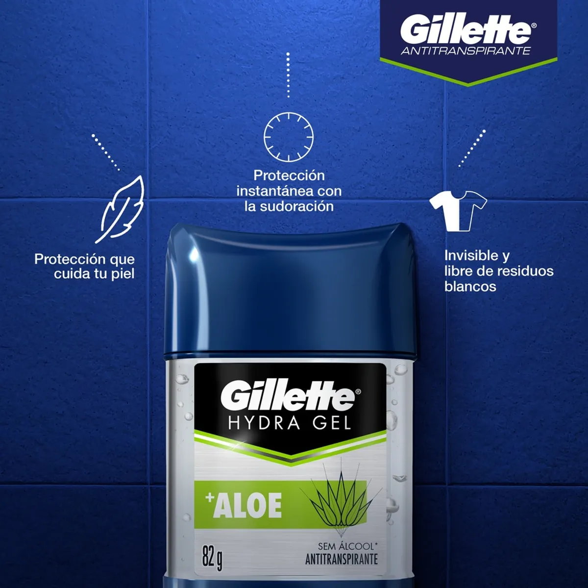 GILLETTE - Gel Antitranspirante Gillette Hydra Gel Aloe Barra Empaque 2 Und