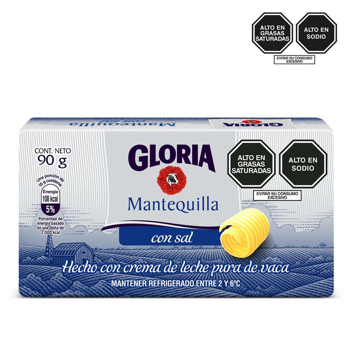 GLORIA - Mantequilla con Sal Gloria en Barra Empaque 90 g