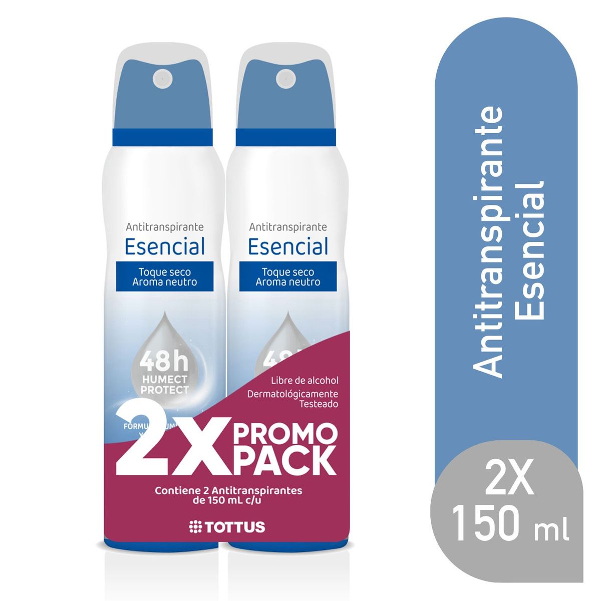 TOTTUS - Antitranspirante en Spray Tottus Mujer Esencial Empaque 2 Und