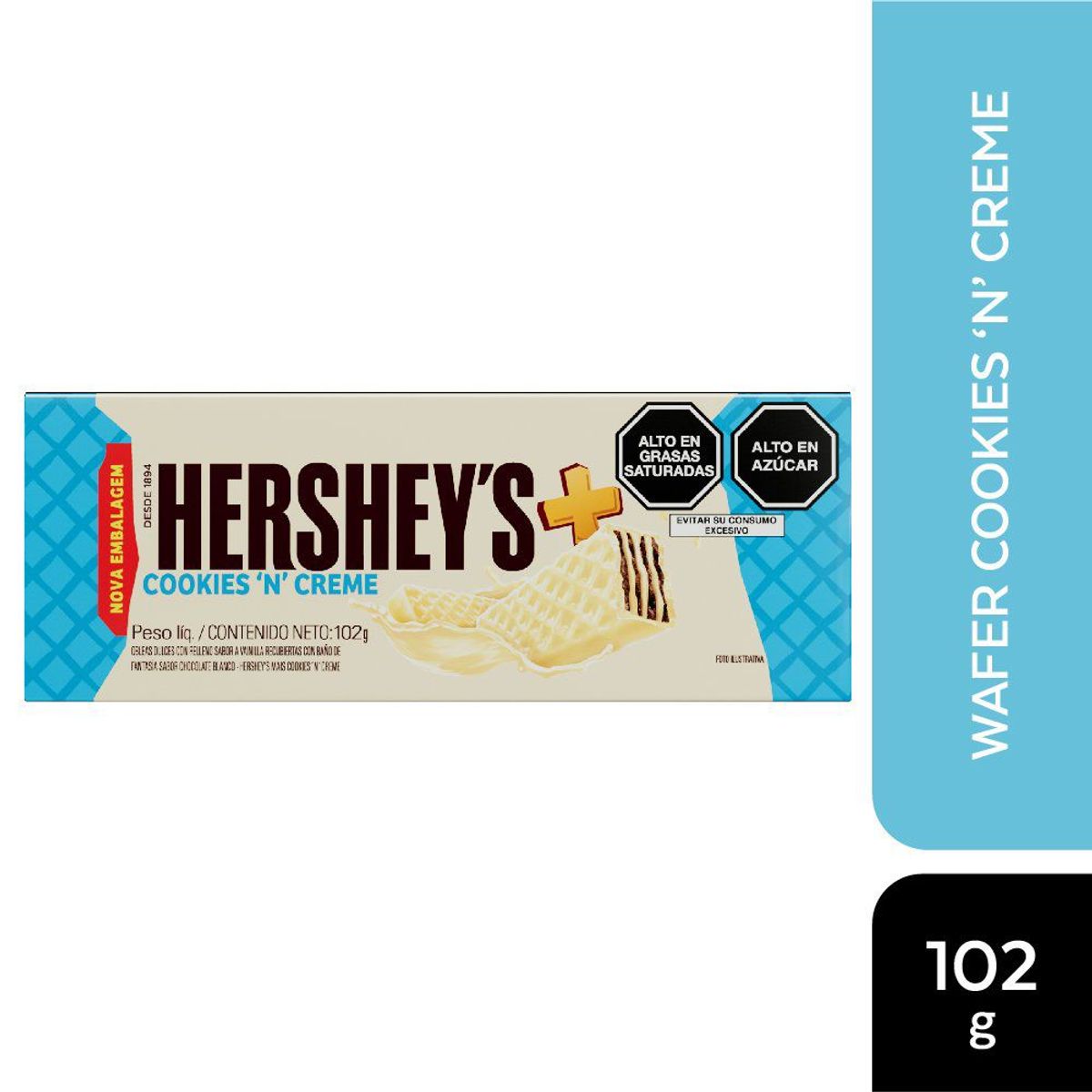 HERSHEYS - Wafer Relleno Sabor Vainilla Hersheys Cookies Creme 102 g