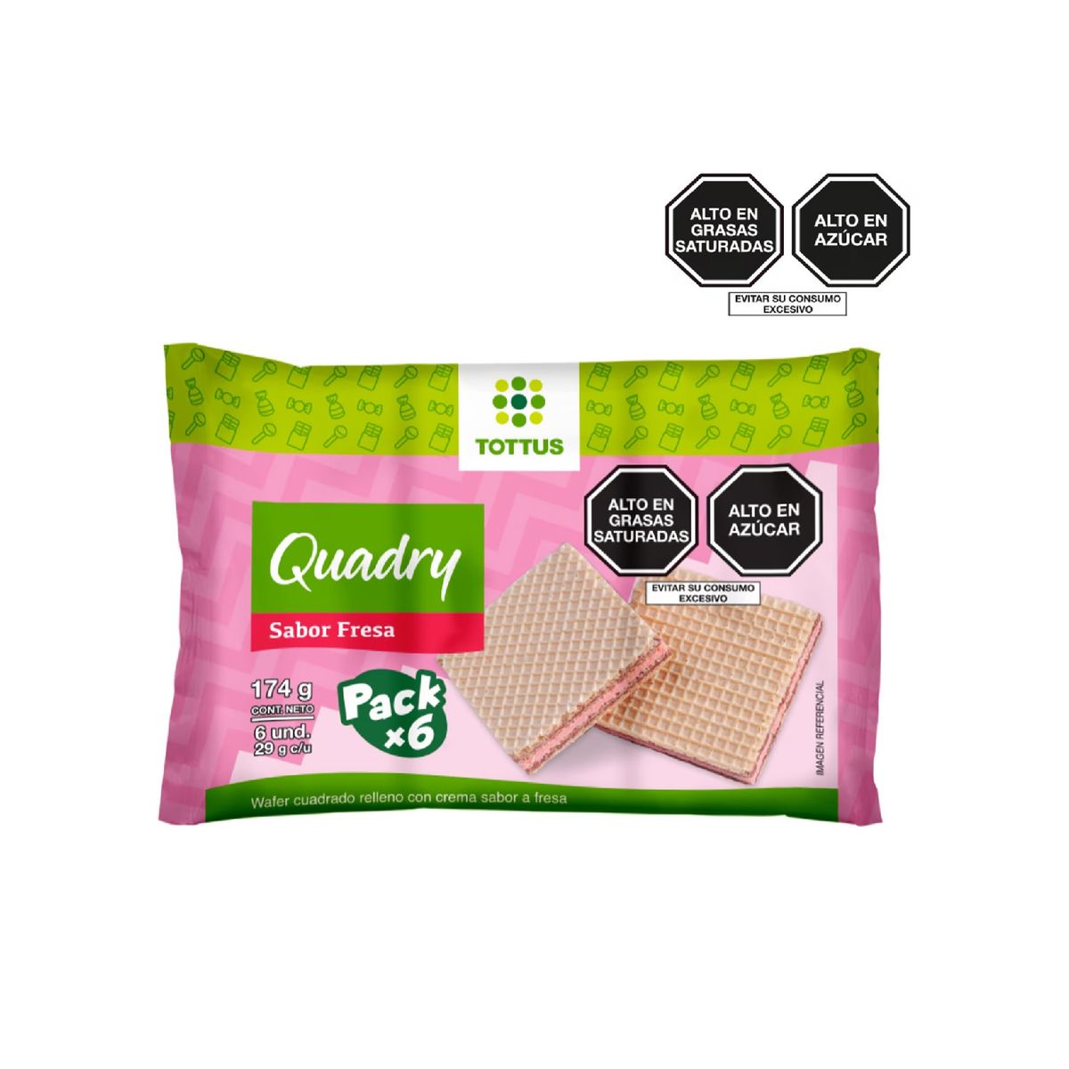 TOTTUS - Wafer Quadry Tottus Fresa Pack 6 Und
