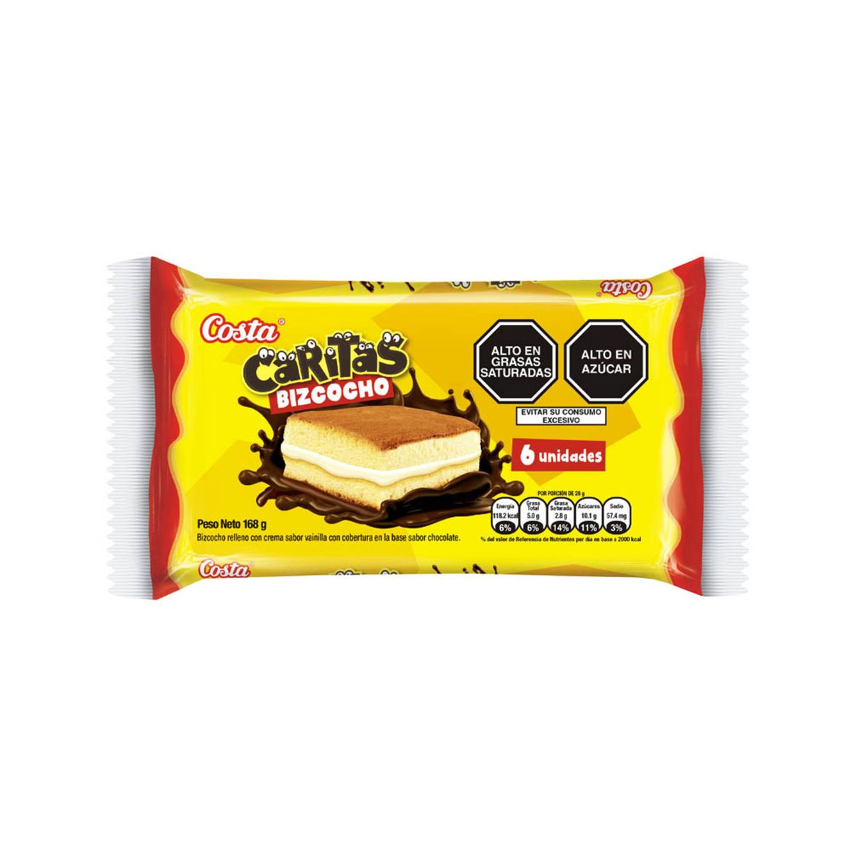 COSTA - Bizcocho Costa Caritas Vainilla Sixpack 168 g