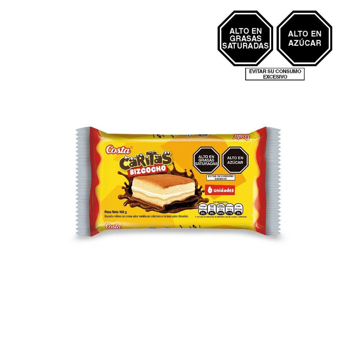 COSTA - Bizcocho Costa Caritas Vainilla Sixpack 168 g