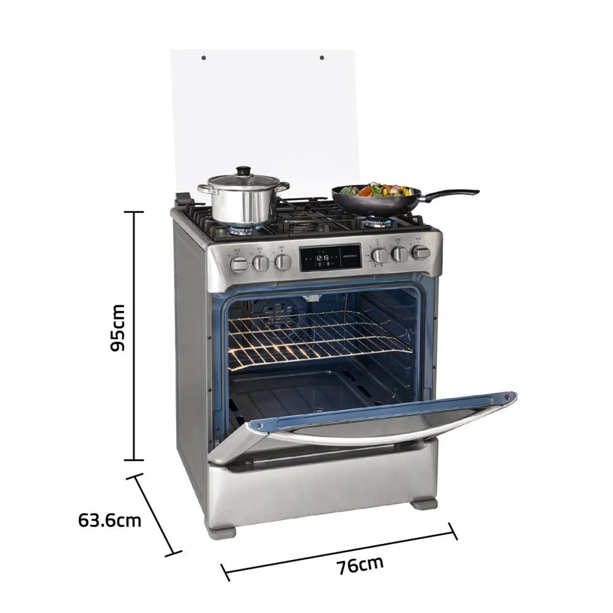 INDURAMA - Cocina 30 Pulgadas 5 Hornillas Triple Llama Dual Montecarlo Croma