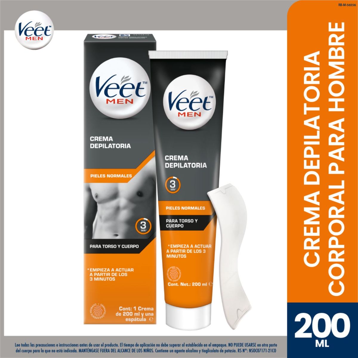 VEET - Crema Depilatoria Veet For Men Piel Normal 200 mL + Espatula