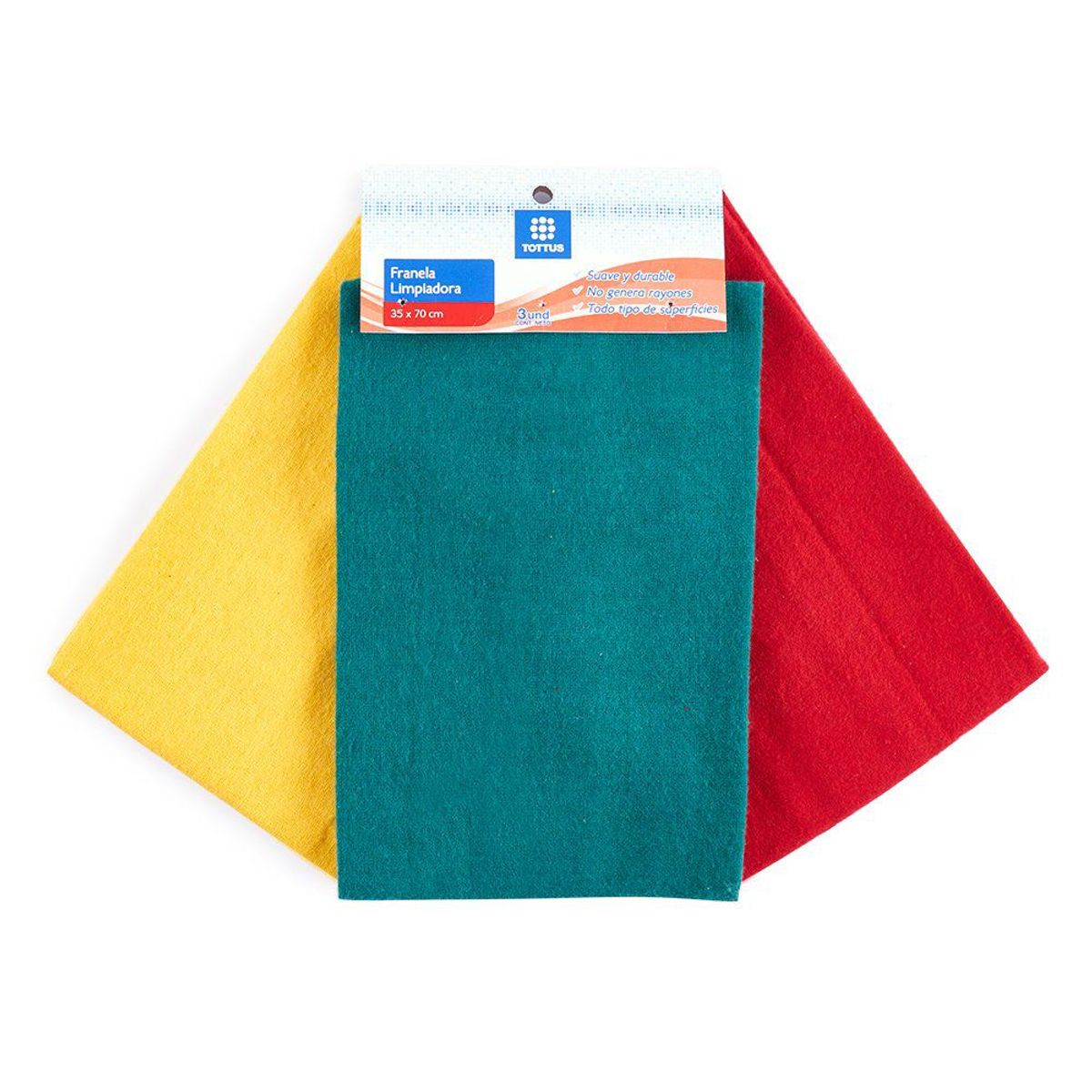 TOTTUS - Franela Limpiadora Tottus 35x70cm Empaque 3 und