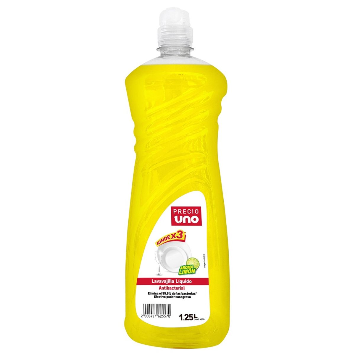 PRECIO UNO - Lavavajilla Líquido Precio Uno Limón Envase 1.25 L