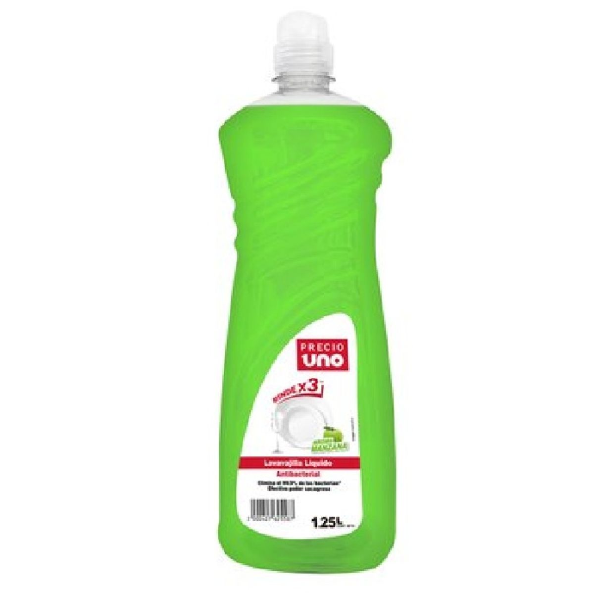 PRECIO UNO - Lavavajilla Líquido Precio Uno Antibacterial Manzana Envase 1.25 L