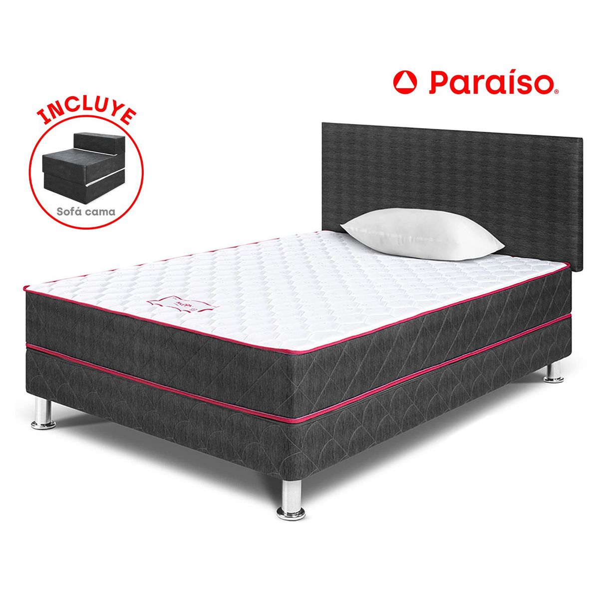 PARAISO - Dormitorio Nappy 1.5 Plz + Sofa Cama