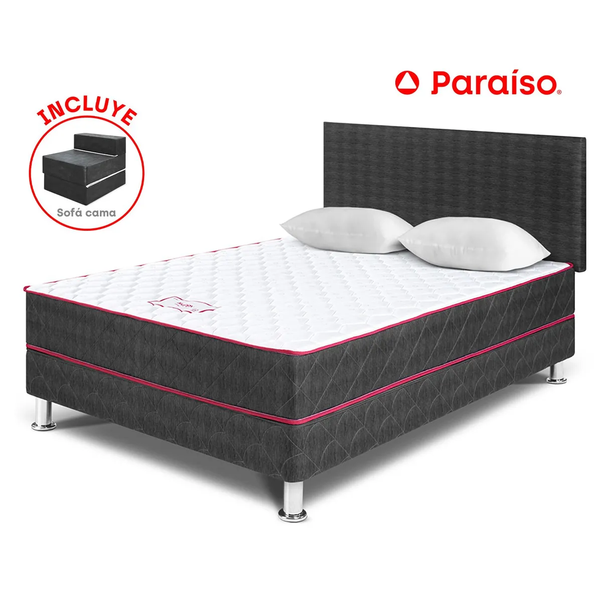 PARAISO - Dormitorio Nappy 2 Plazas + Sofá Cama + 2 almohadas