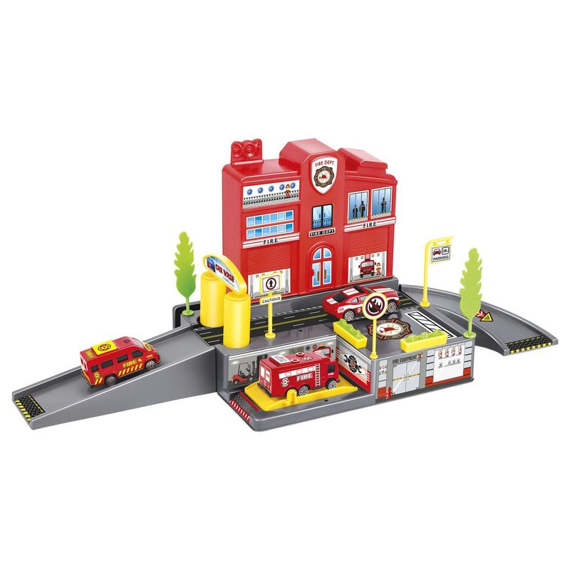 INFANTY TOYS - Garaje con Estacionamiento Bomberos 4 Pisos y 4 Carros