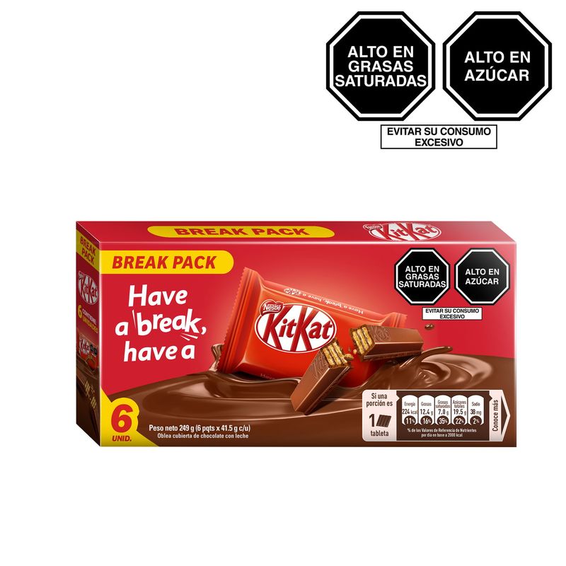 KIT KAT - Wafer Kit Kat Cub Chocolate con Leche 41.5g 6 Unidades