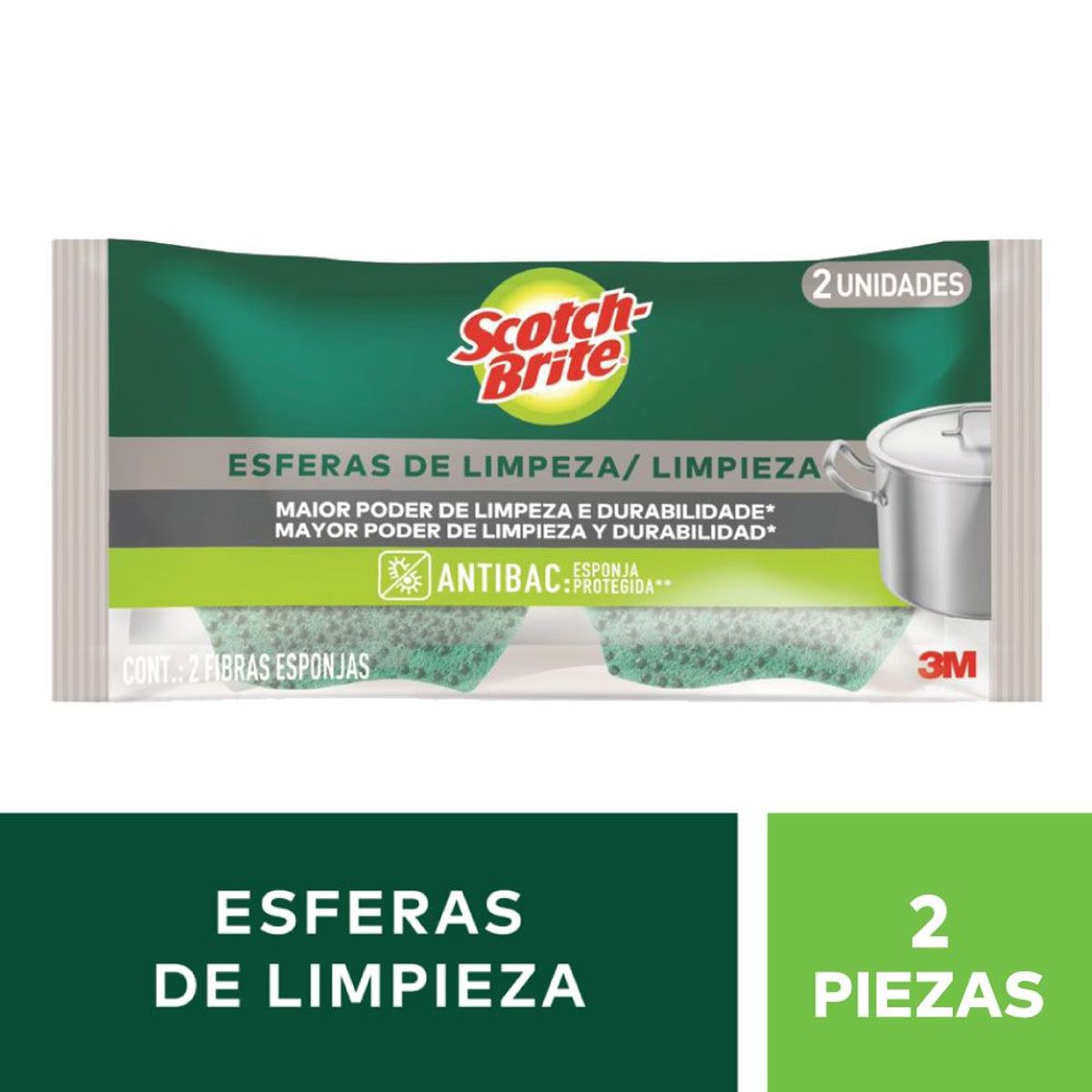 SCOTCH BRITE - Esponja Scotch Brite Esferas Limpieza Empaque 2 Und