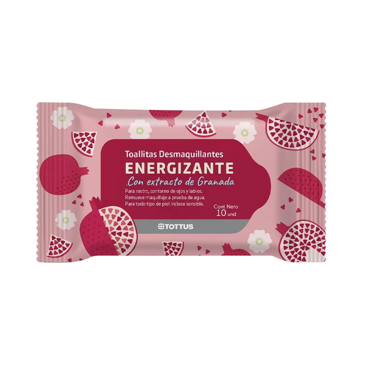 TOTTUS - Toallitas Desmaquillantes Tottus Energizante Granada Empaque 10 Und