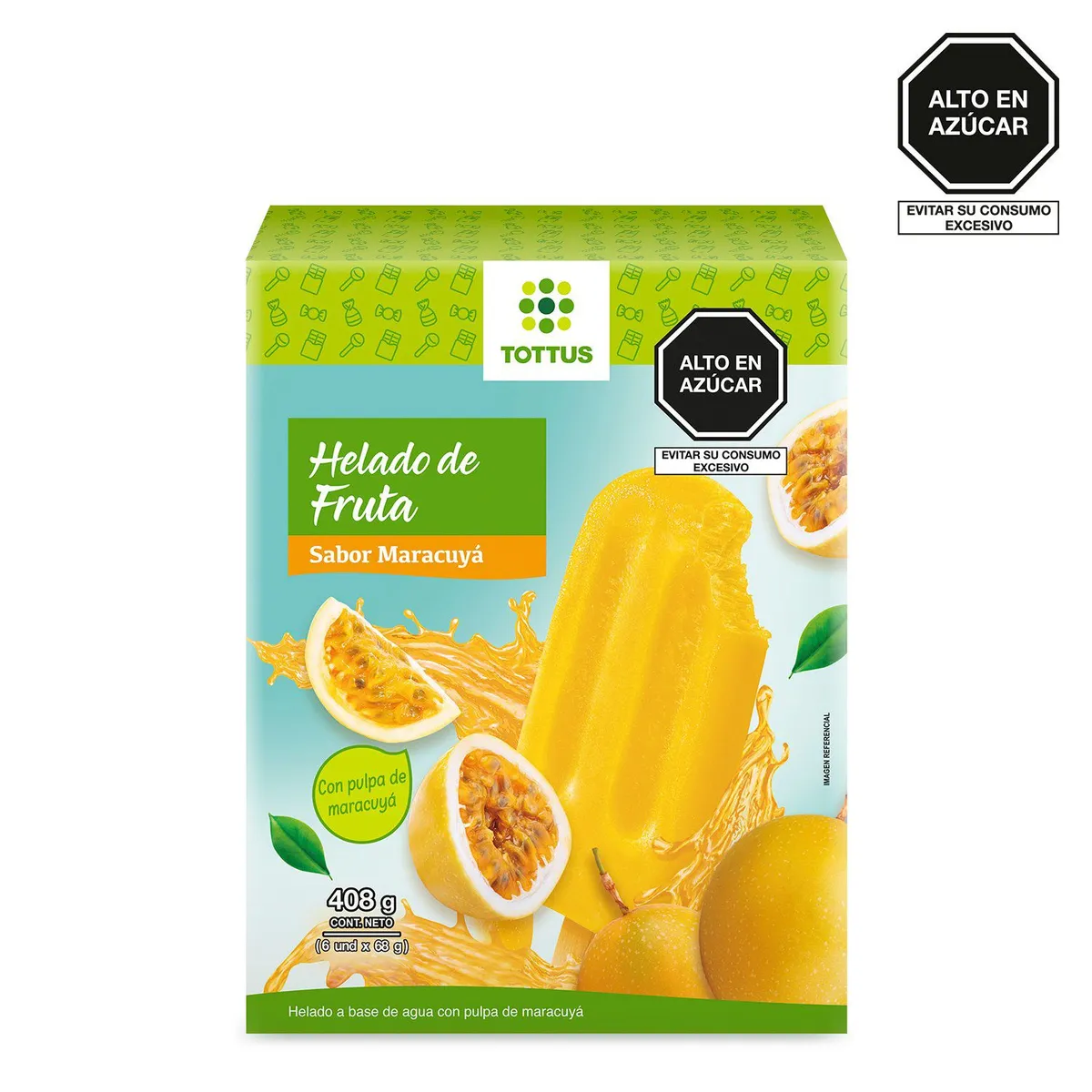 TOTTUS - Helado en Paleta Frutada Maracuyá Caja 6 Und