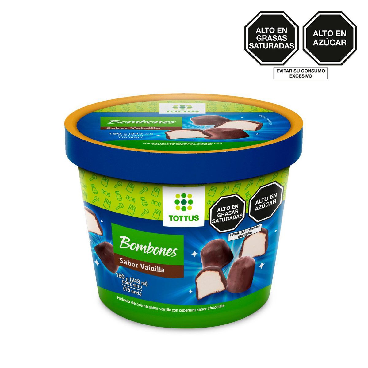TOTTUS - Bombones de Helado Vainilla Tottus Envase 180 g