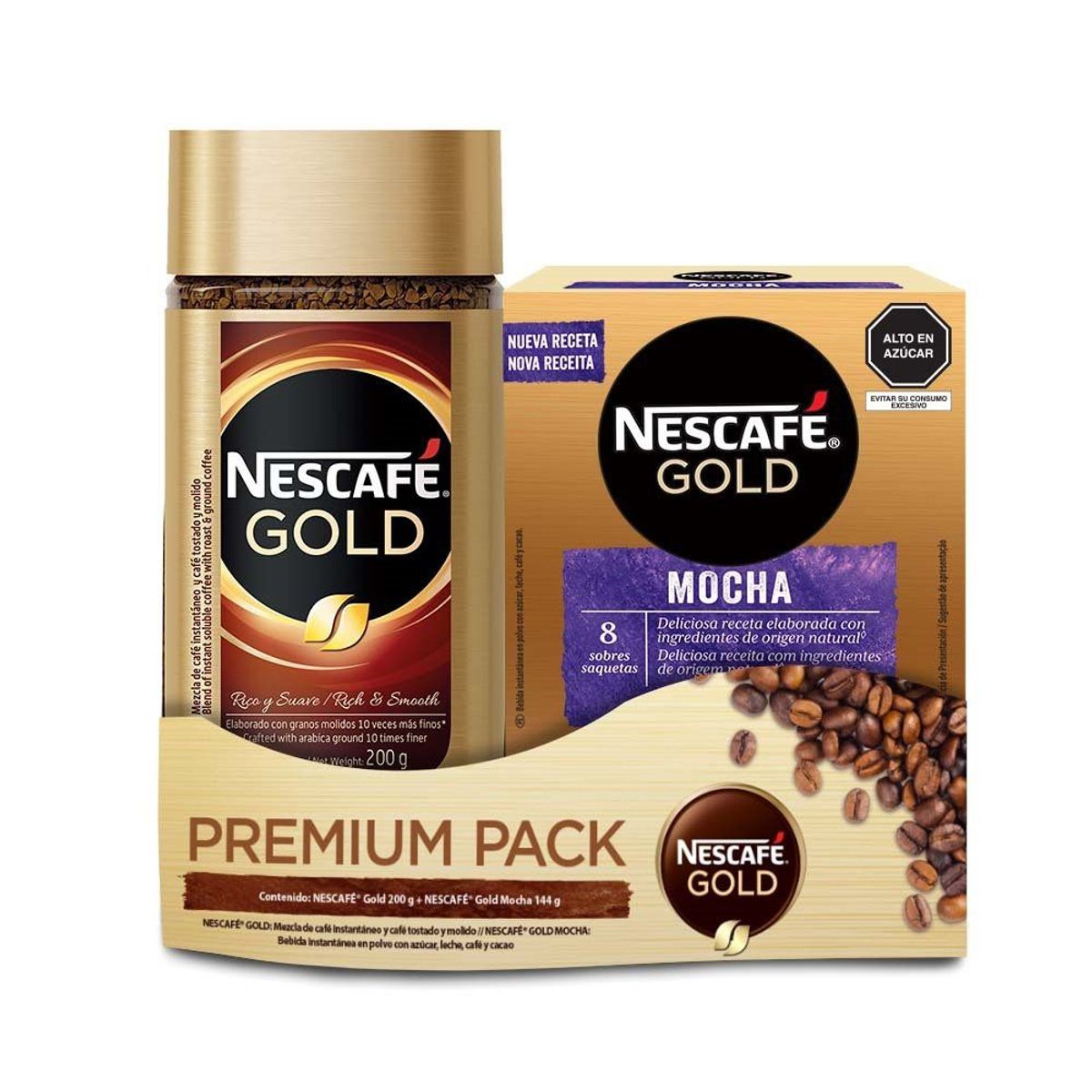 NESCAFE - CAFE INST 200G+BEB PVO MOCHA 18GX8 NESCAFE GOLD