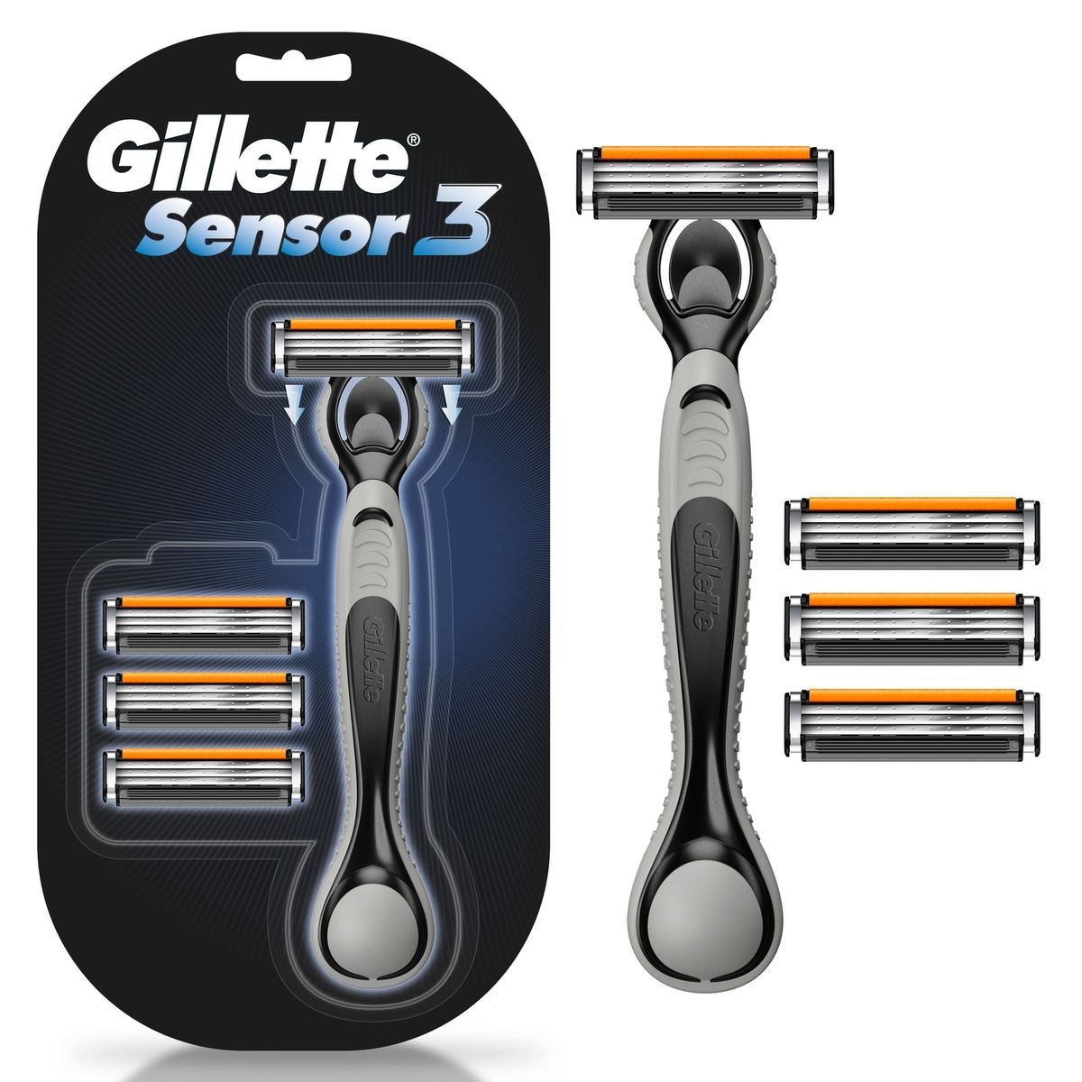 GILLETTE - Máquina de Afeitar Gillette Sensor3 + Repuesto