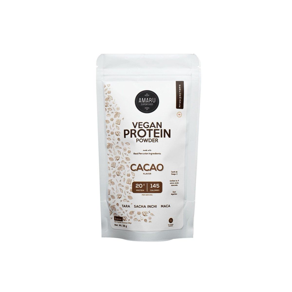 AMARU SUPERFOODS - Proteína Vegana en Polvo Cacao Amaru Superfoods 38 g