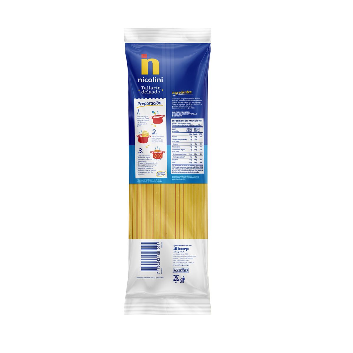 NICOLINI - Fideos Nicolini Tallarin Delgado 450 g
