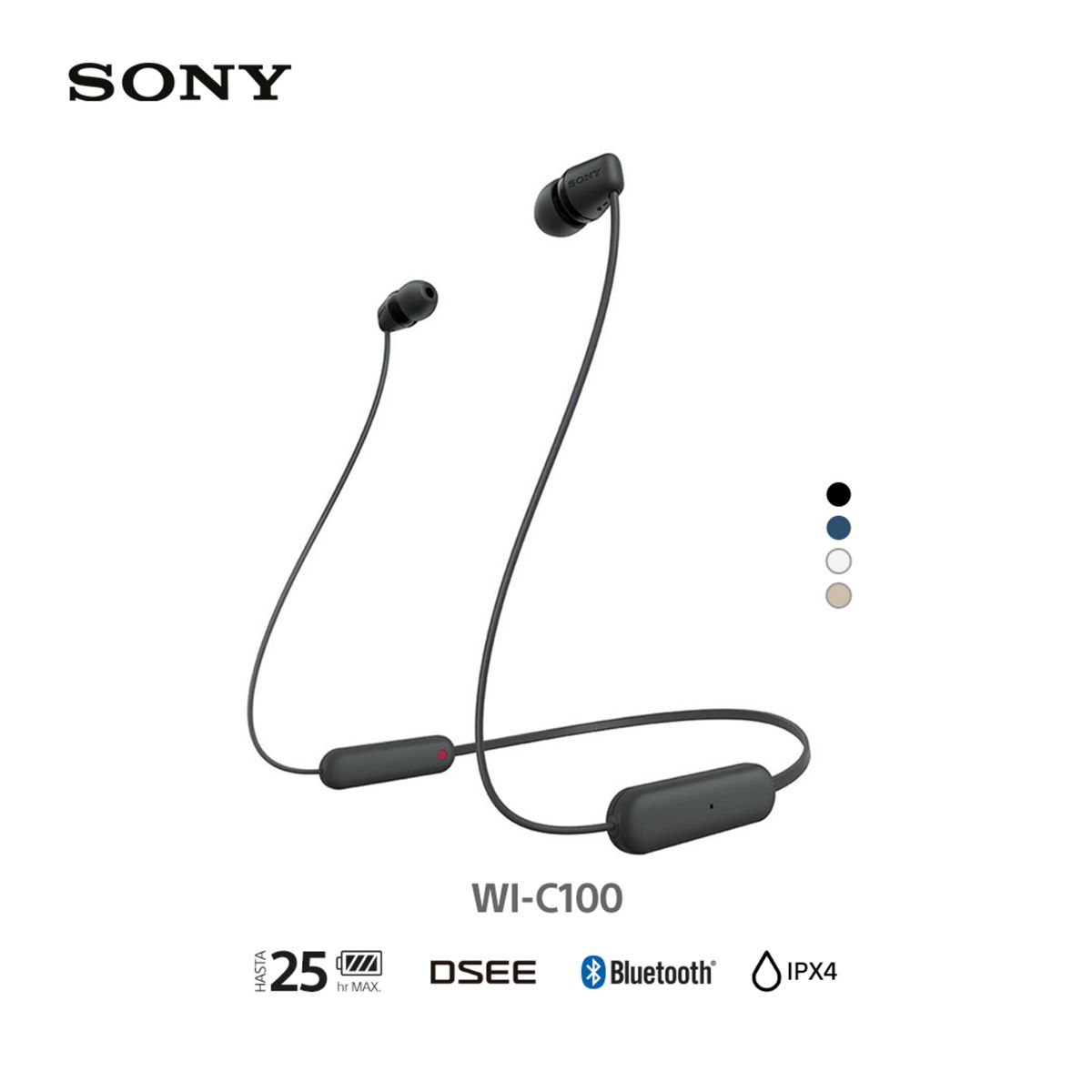 SONY - Sony Audífonos Bluetooth WI-C100 in Ear Negro