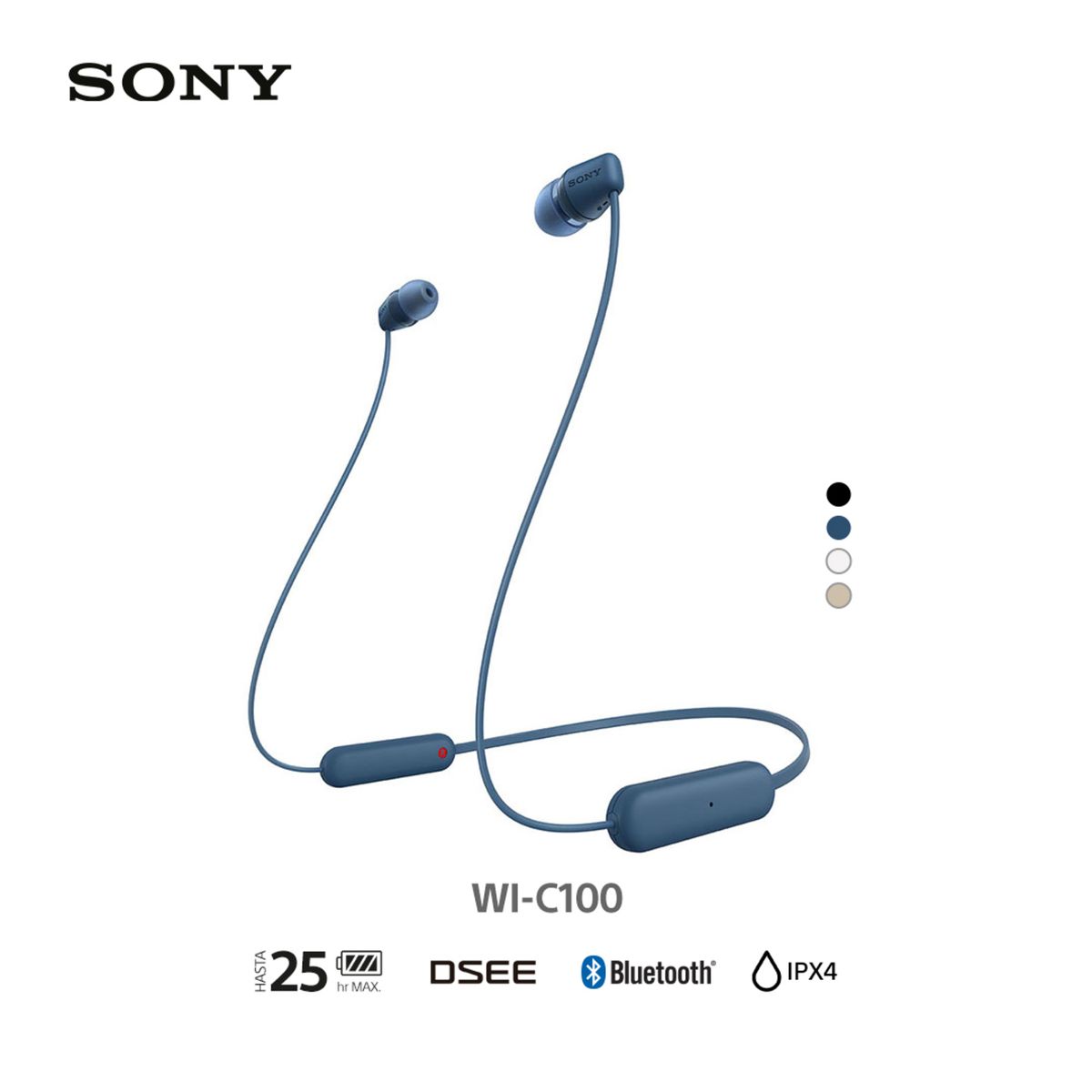 SONY - Sony Audífonos Bluetooth WI-C100 in Ear Azul