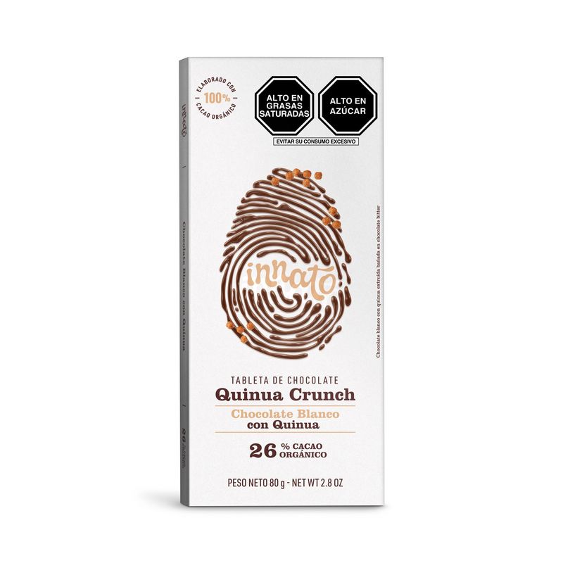 INNATO - Tableta Chocolate Innato Blanco Quinua Crunch Empaque 80 g