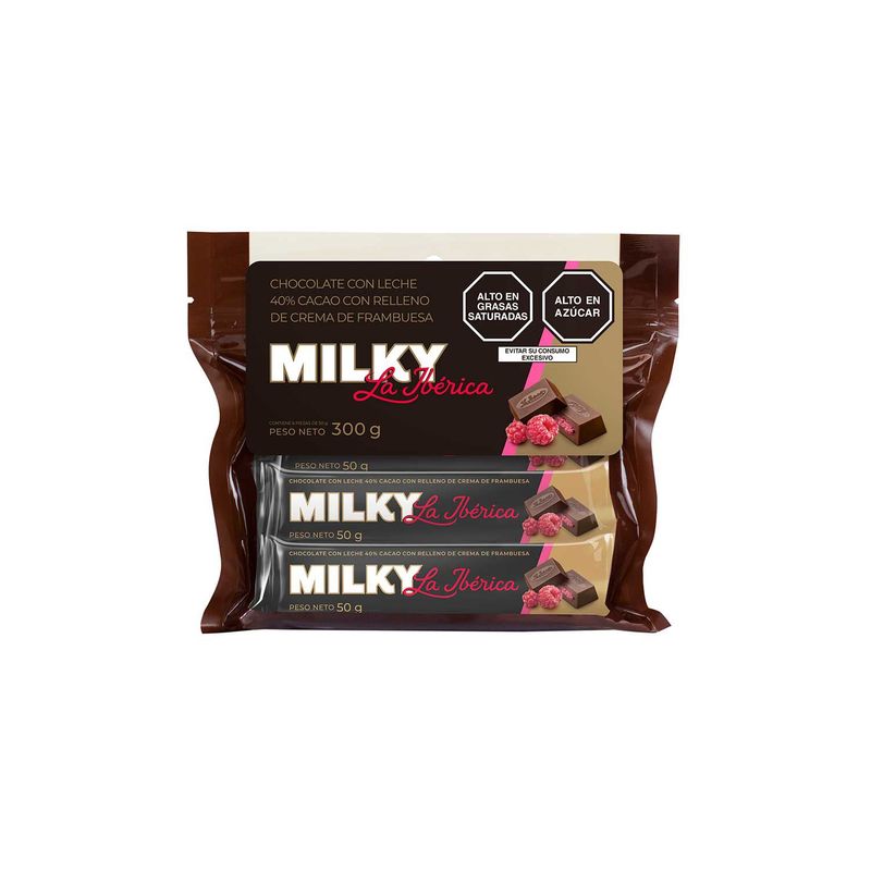 LA IBERICA - Chocolate La Ibérica Milky Frambuesa Empaque 300 g