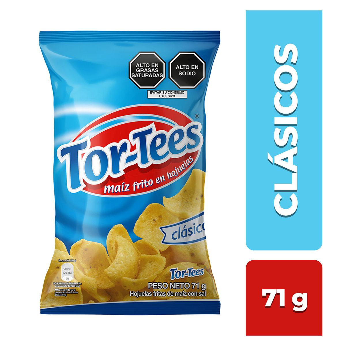 TORTEES - Snack de Maíz Tortees Clásico Sal Bolsa 71 g