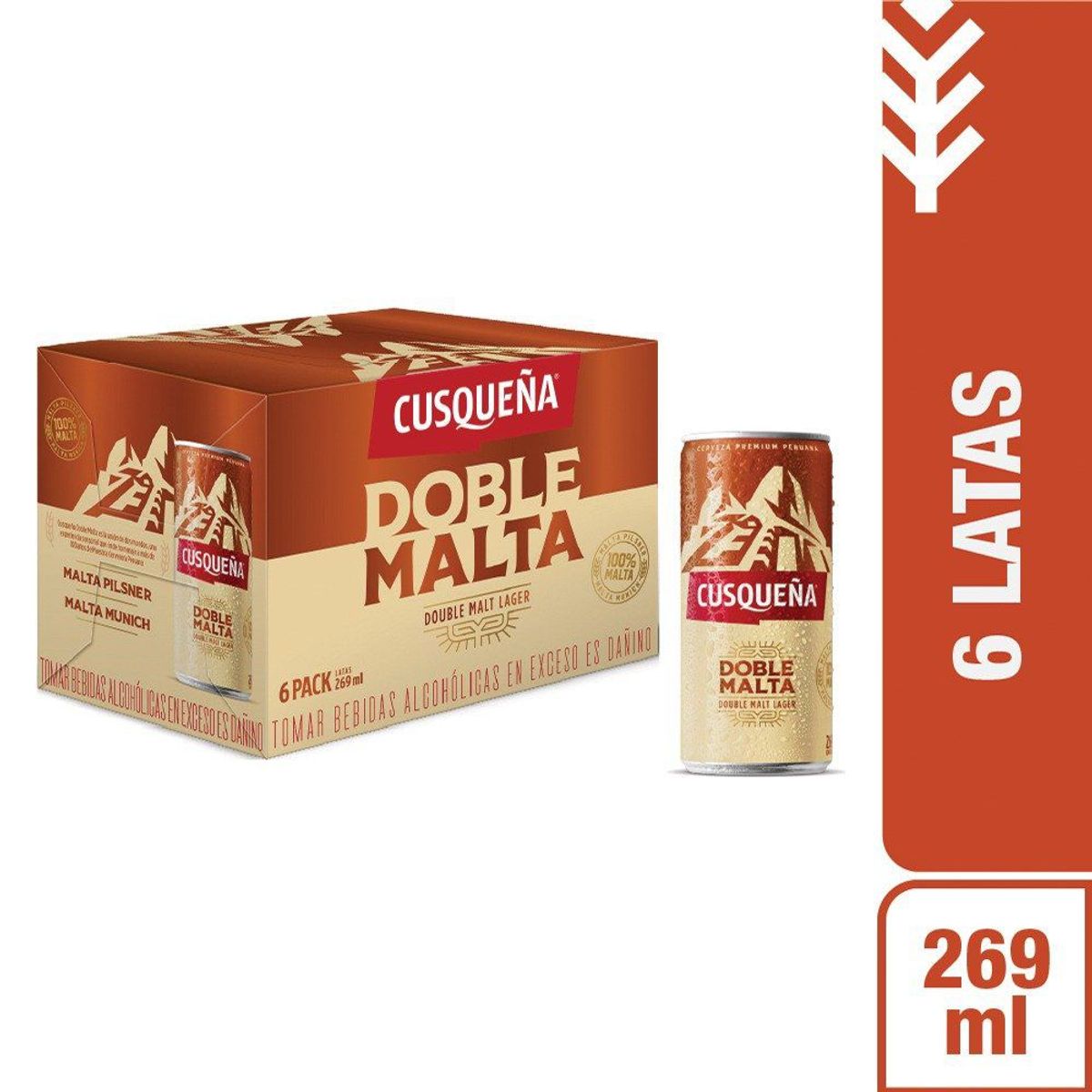 CUSQUENA - Cerveza Cusqueña Doble Malta Sixpack Lata 269 mL