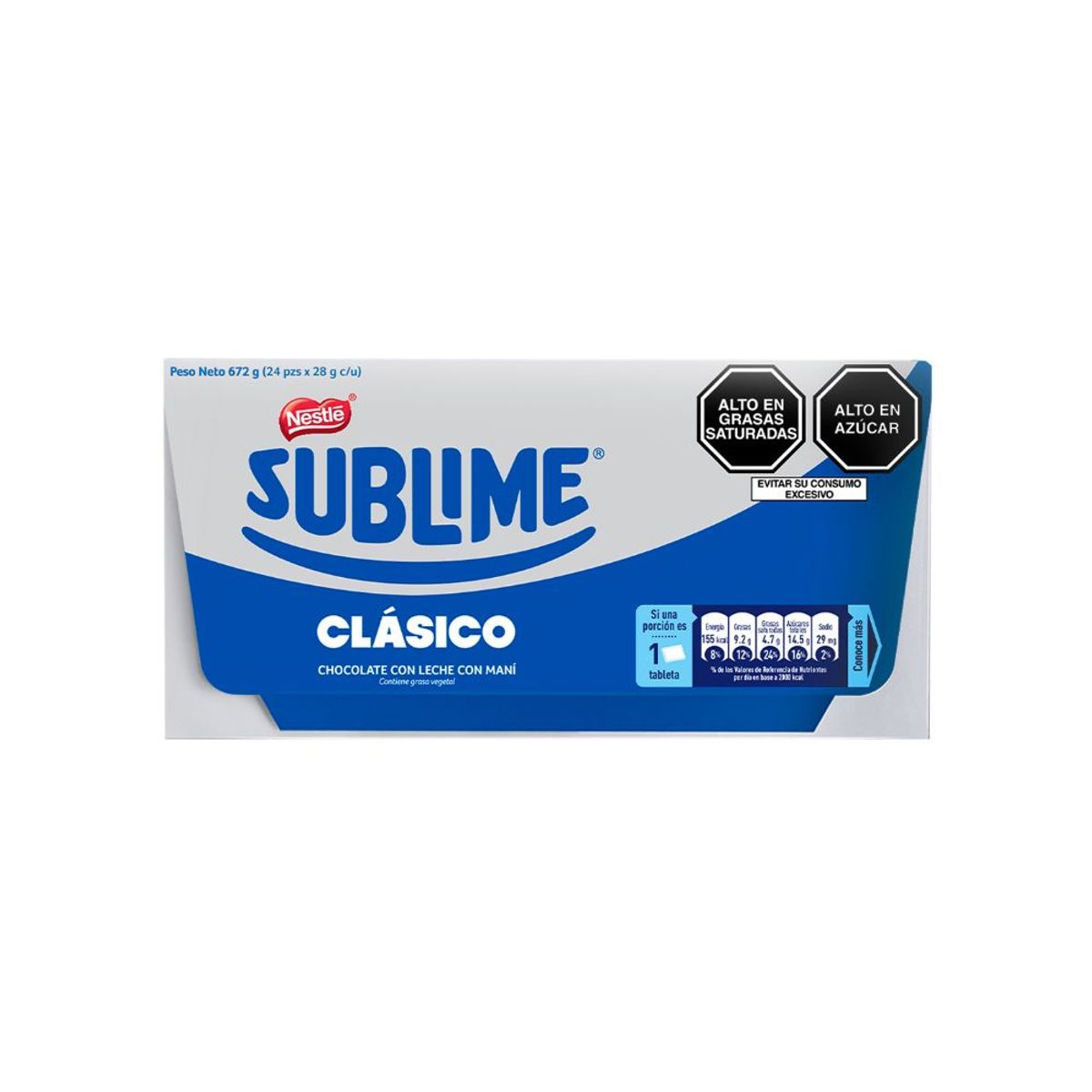 SUBLIME - Chocolate Sublime Sonrisa Con Leche Maní Sin Azúcar 28g