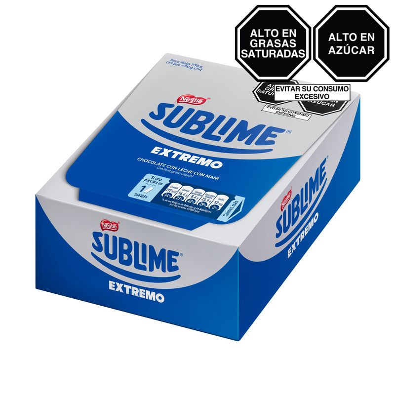 SUBLIME - Chocolate Sublime con Leche y Maní Extremo Caja 15 Und