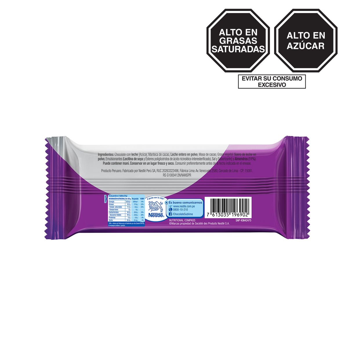 SUBLIME - Chocolate Sublime Almendras con Leche 50g