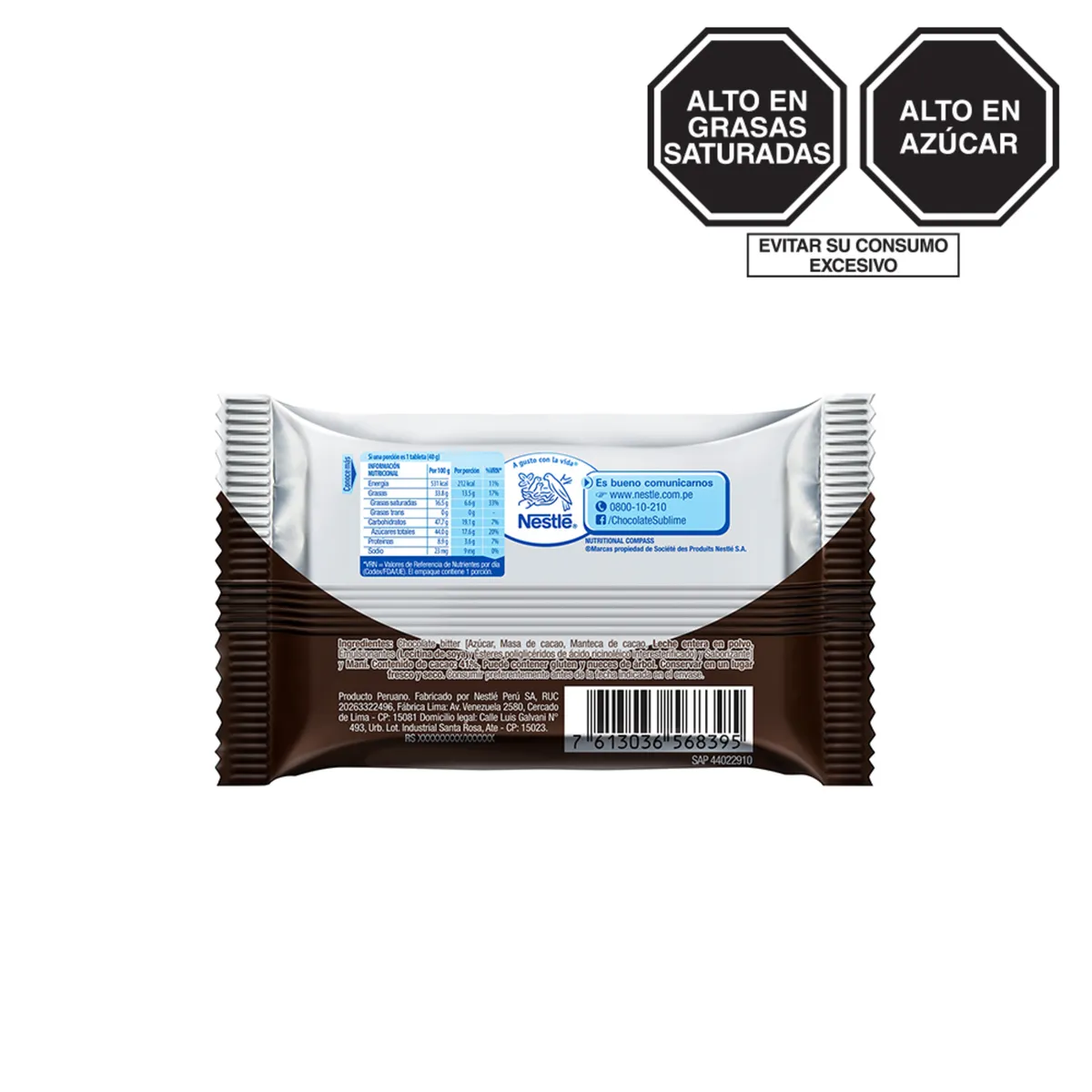 SUBLIME - Chocolate Sublime Bitter con Leche 38g