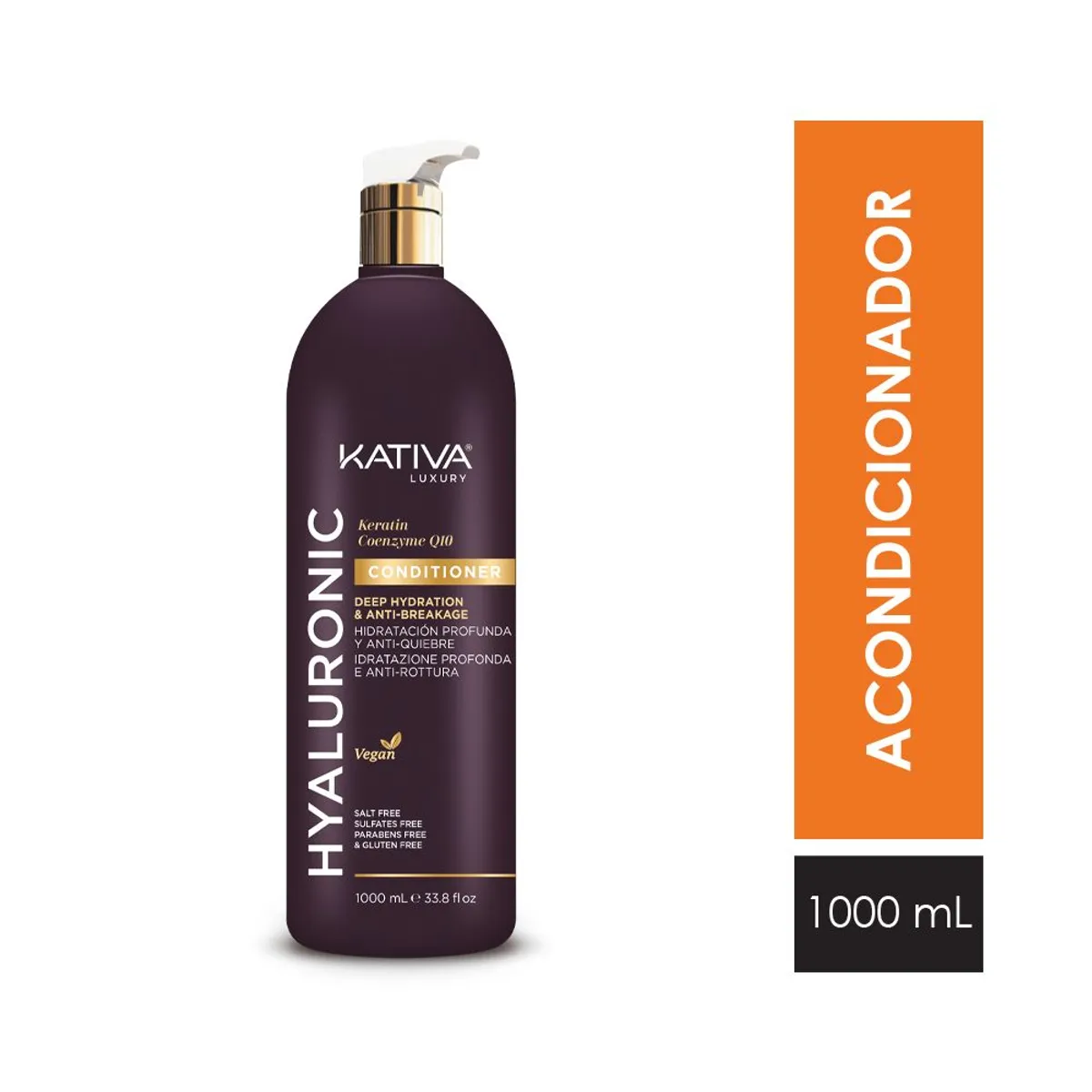 KATIVA - Acondicionador Kativa Hyaluronic Keratina Q10 Botella 1 L