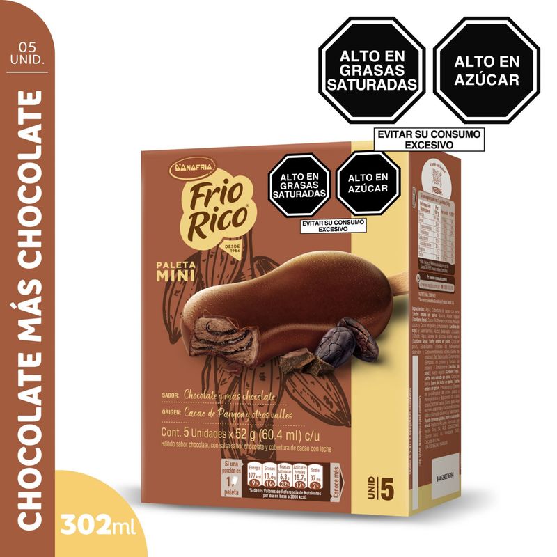 FRIO RICO - Paquete de Mini Paletas de Chocolate Helado Frío Rico de 52 g