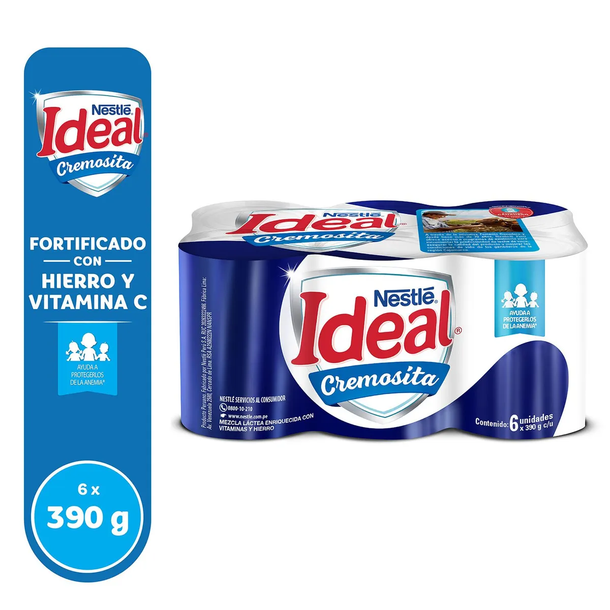 IDEAL - Mezcla Láctea Ideal Cremosita Sixpack Lata 390 g
