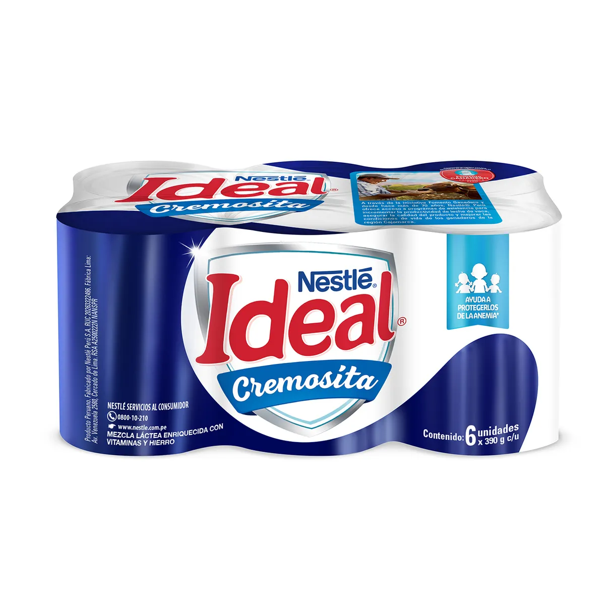 IDEAL - Mezcla Láctea Ideal Cremosita Sixpack Lata 390 g