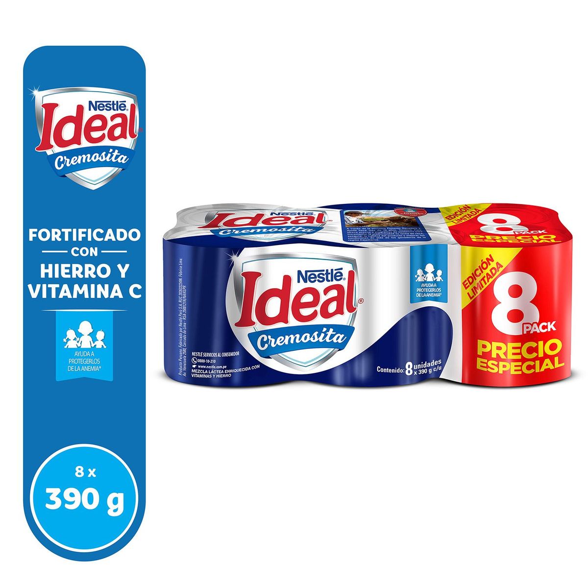 IDEAL - Mezcla Láctea Ideal Cremosita Lata 390g 8 Unidades
