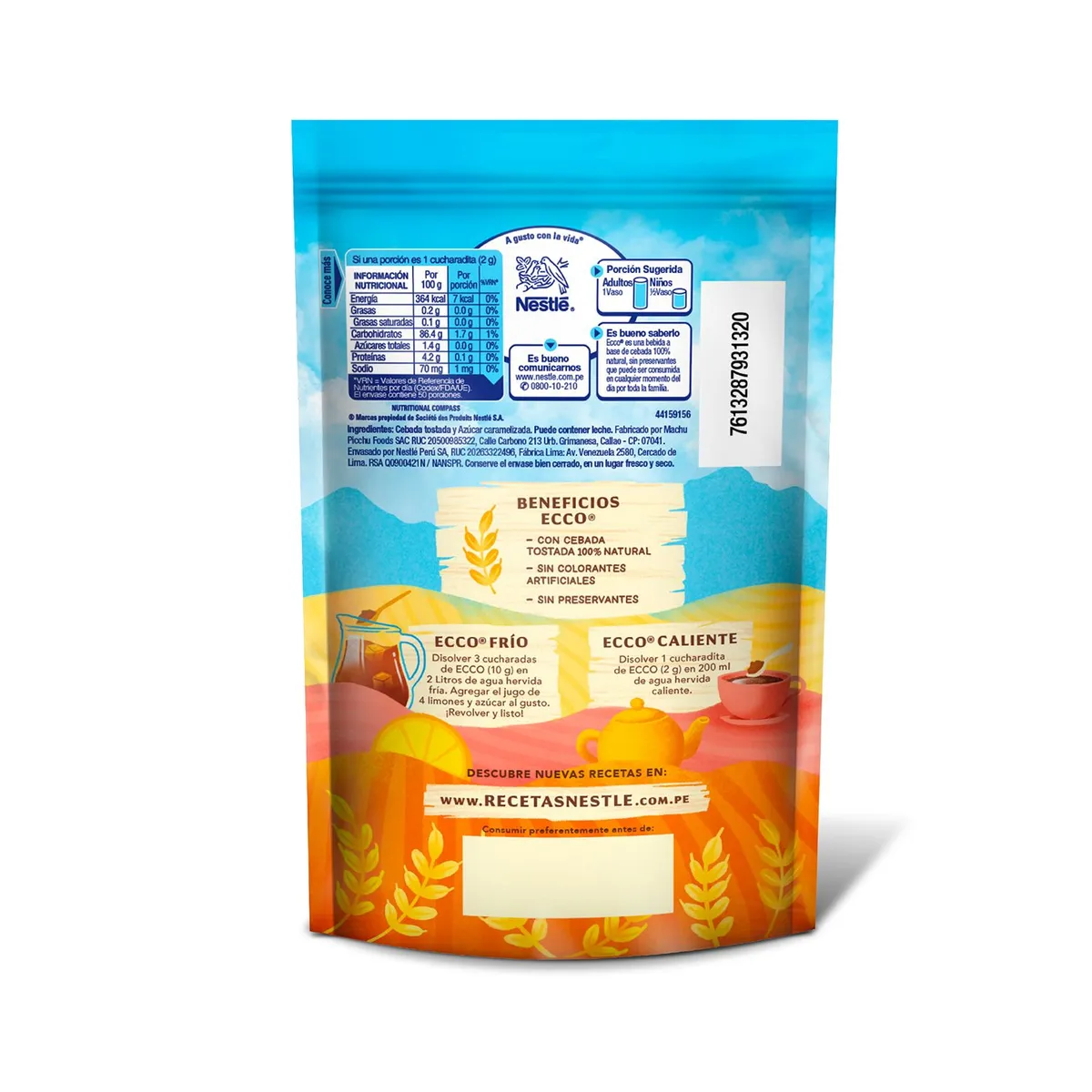 ECCO - Cebada Instantánea Ecco Tostada Doypack 80 g